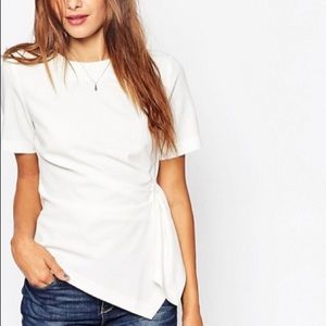Ivory Tailored Top with Asymmetrical Hem